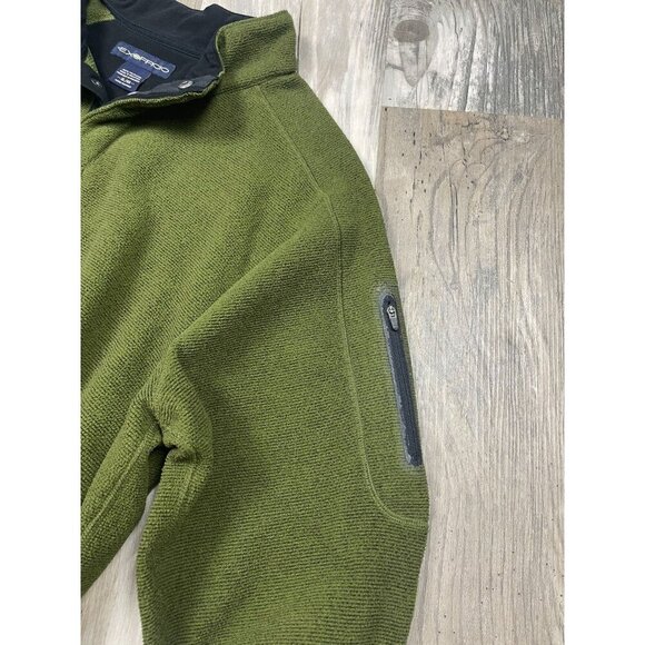 Exofficio Mens Fleece Pullover XL 1/4 Snap Long Sleeve Green Zip Shoulder Pocket - Picture 3 of 6